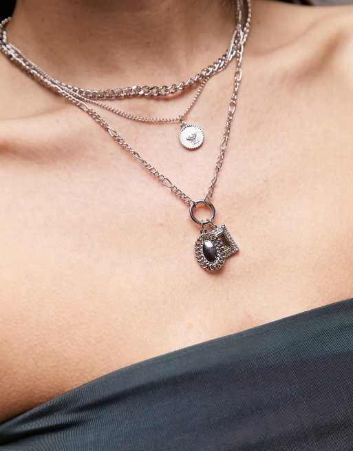 Topshop – Silvrigt halsband i flera lager, 4 av 4