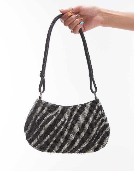 Topshop - Simao - Borsa da spalla con stampa zebrata in perline, 3 di 4