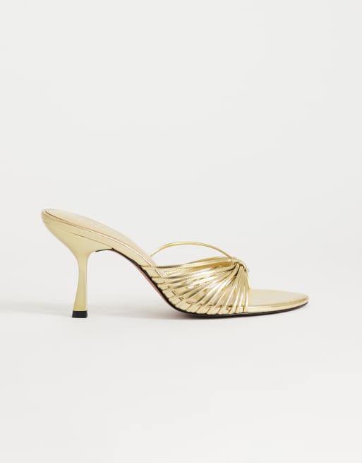 Topshop - Simba - Sandali stile sabot color oro con fascette sottili