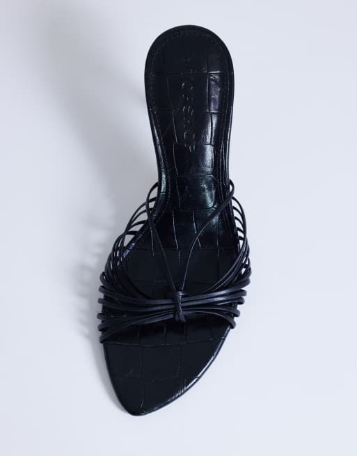 Topshop Simba strappy mule high sandal in black, 3 of 4