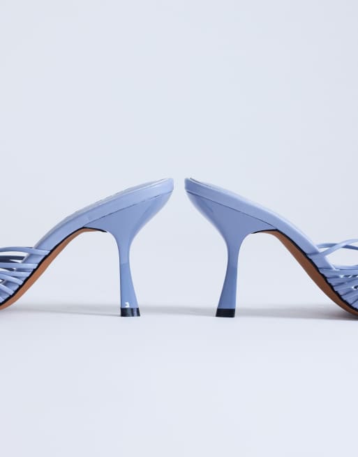 Topshop Simba strappy mule high sandal in blue, 4 of 4