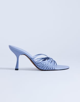 Topshop Simba strappy mule high sandals in blue