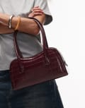 [Topshop] Topshop Simba structured shoulder bag in burgundy croc One Size BURGUNDY