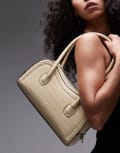 [Topshop] Topshop Simba structured shoulder bag in buttermilk croc-Yellow One Size Buttermilk