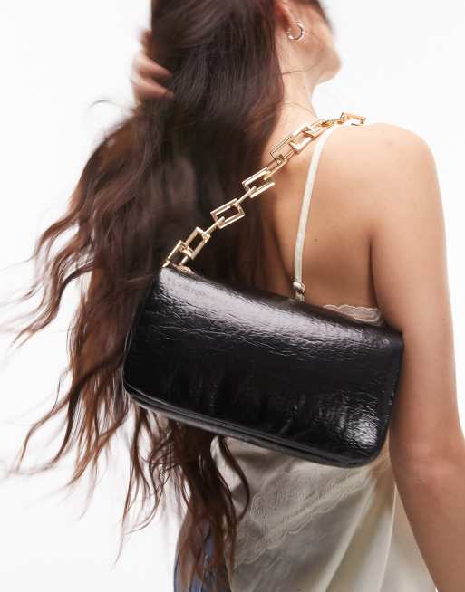 Topshop - Simone - Sort vatteret skuldertaske