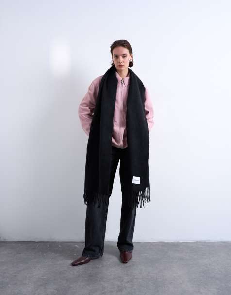 Topshop Simone supersoft blanket scarf in black - view 1