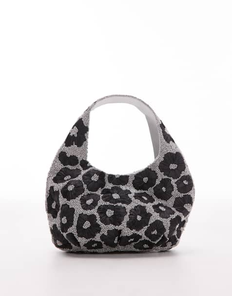 Topshop - Sindri - Borsa nera e argento con decorazione a fiori - view 1