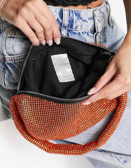 Topshop Sindy diamante bag in rust