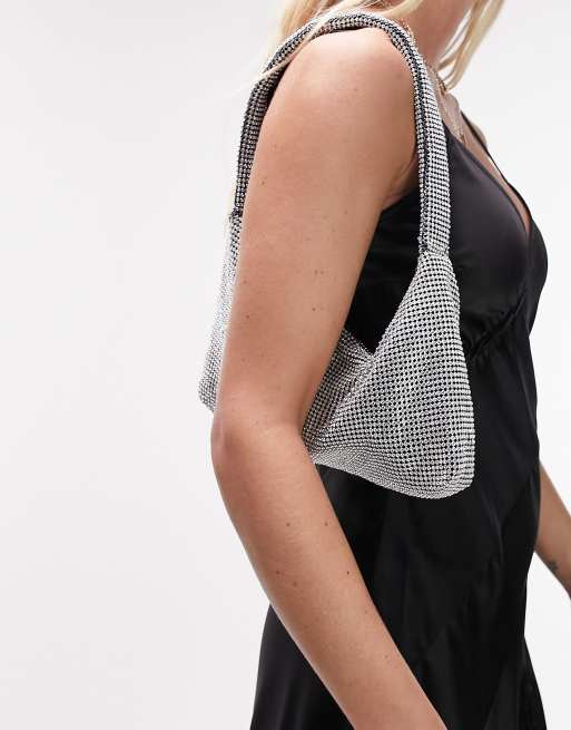 Topshop - Sindy - Tas met siersteentjes in zilver, 4 van 4