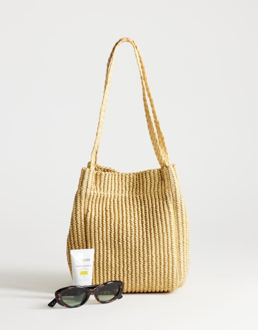 Topshop – Singer – Schultertasche mit Webmuster in Naturfarbe, 2 von 4