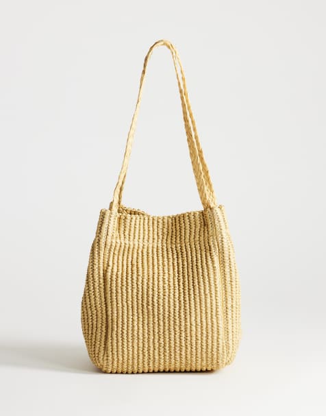Topshop Singer weave shoulder bag in natural - view 1