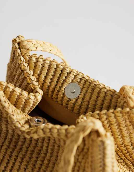 Topshop Singer weave shoulder bag in natural, 3 of 4