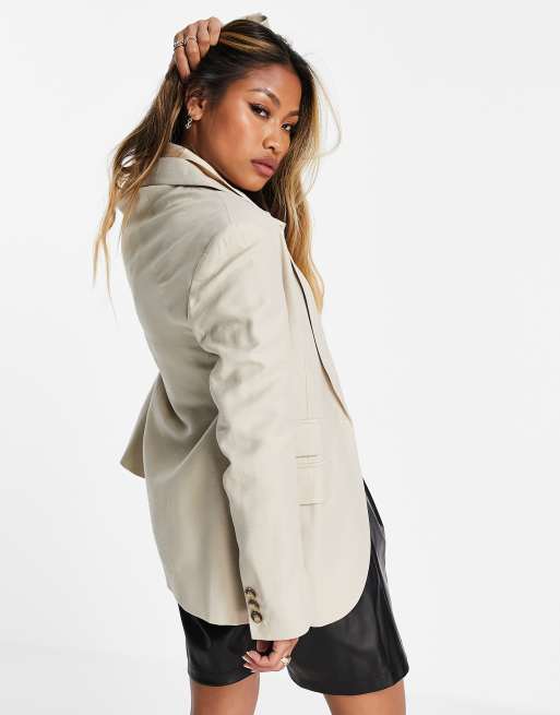 Topshop single breasted blazer in beige