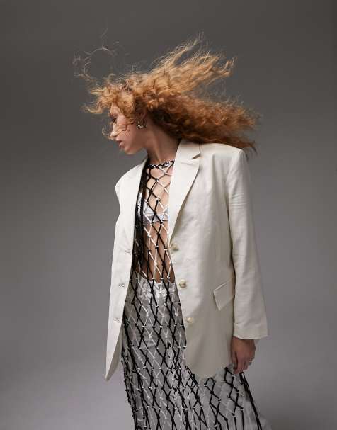 Topshop single breasted blazer in oatmeal (part of a set) - view 1