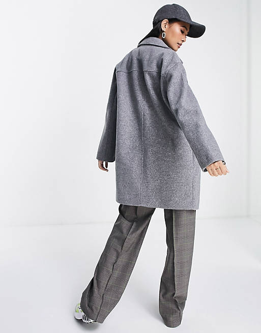 Coats & Jackets Topshop single breasted mid length coat in grey 