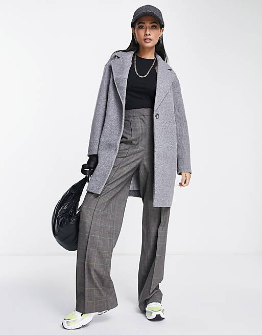 Coats & Jackets Topshop single breasted mid length coat in grey 