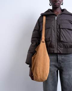 Siobhan real suede leather shoulder bag in tan