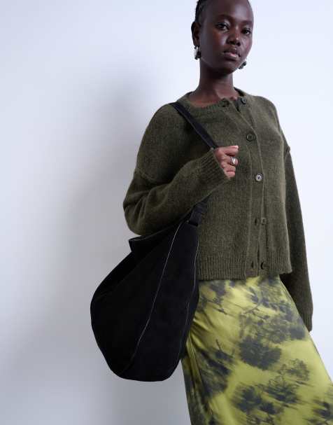Topshop - Siobhan - Sac porté épaule en daim véritable - Noir - view 1