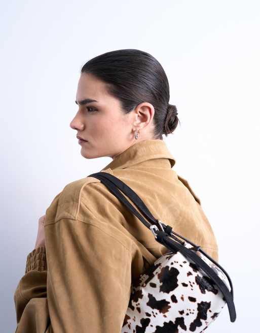 Topshop - Siris - Borsa da spalla media con fibbia e stampa pezzata, 3 di 4