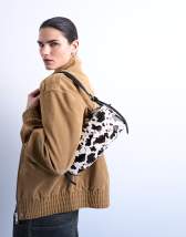 Topshop Siris buckle shoulder bag in cow print