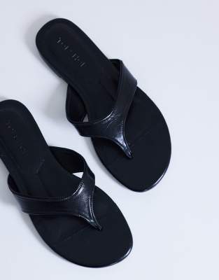 Topshop Sisi toe thong flat sandals in black