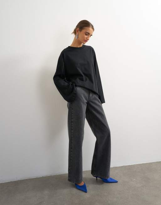 Topshop Skater-Oberteil mit Nahtdetails, langärmlig, in Schwarz, 2 von 4