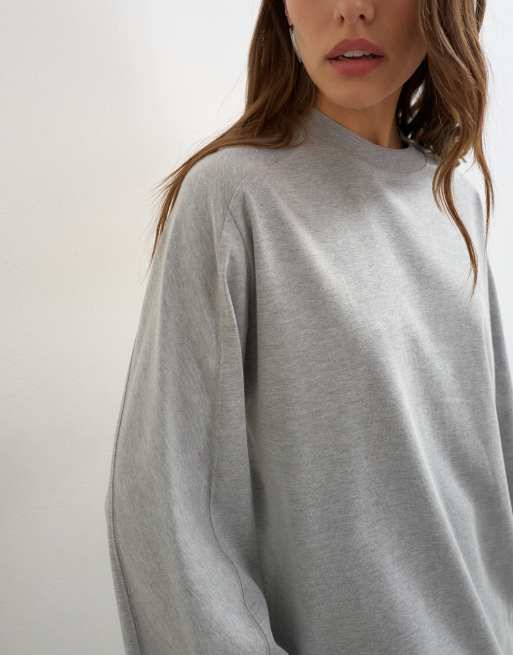 Topshop Skater-Top mit Nahtdetails und langen Ärmeln in Graumeliert, 4 von 4