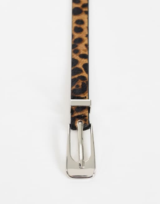 Topshop skinny hair on real leather belt in leopard print, 2 of 3