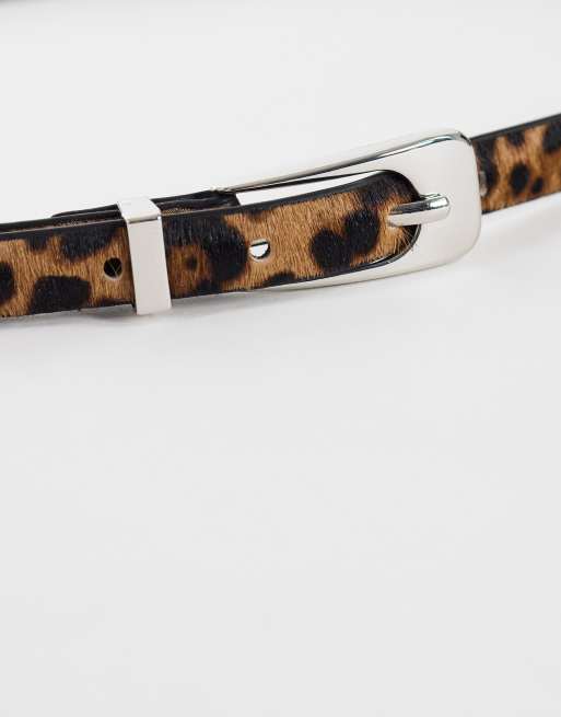Topshop skinny hair on real leather belt in leopard print, 3 of 3