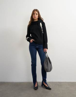 Topshop Skinny High Rise Jean With Side Split In Multi