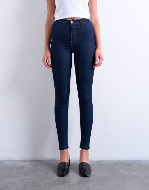 Topshop skinny højtaljede jeans i rinse - view 1