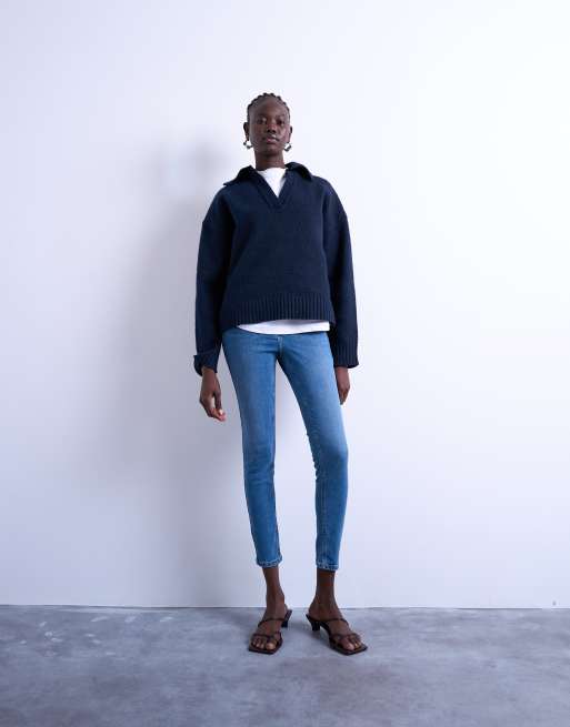 Topshop skinny jeans med hög midja i vintageblå, 1 av 5