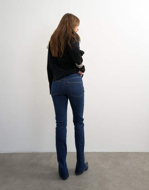 Topshop skinny jeans met hoge taille en split opzij in rinse, 2 van 5