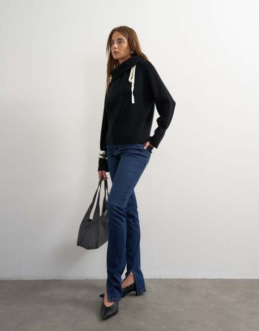 Topshop skinny jeans met hoge taille en split opzij in rinse, 5 van 5