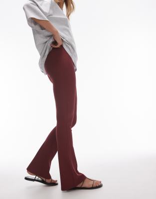 Topshop Skinny Rib Flare In Red