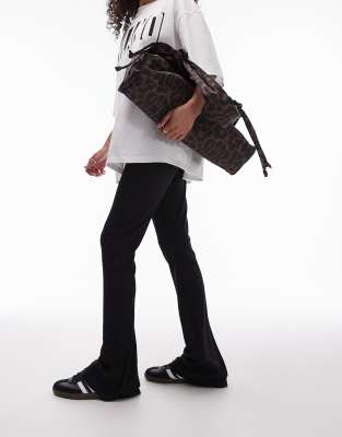 Topshop Topshop skinny rib flared trouser in black