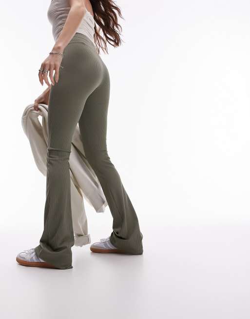 Shape Khaki Soft Rib Pocket Bum Flare Pants