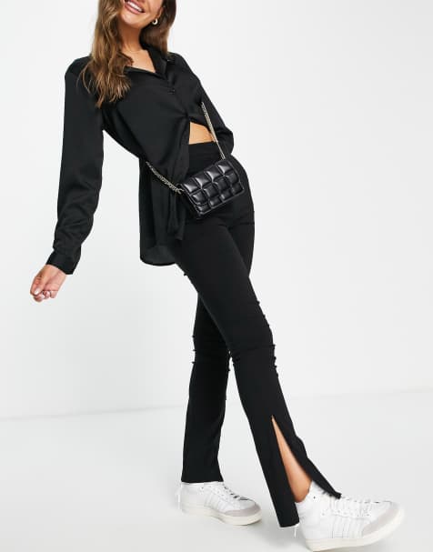Topshop skinny zip hem pant in black - view 1