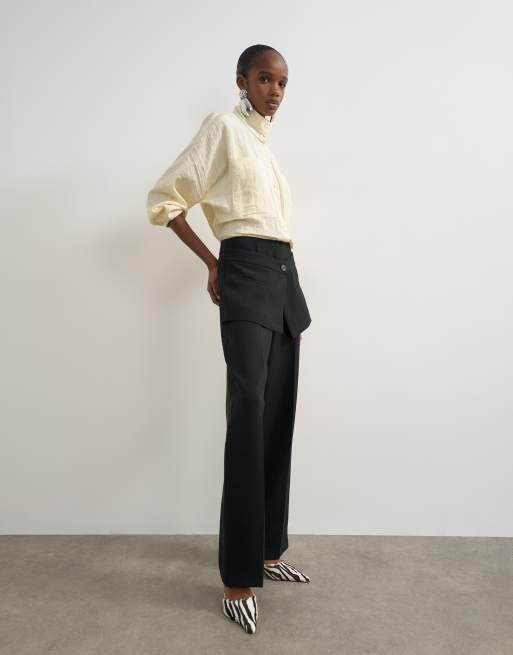 Topshop skirt detail tailored trouser in black, 3 of 5
