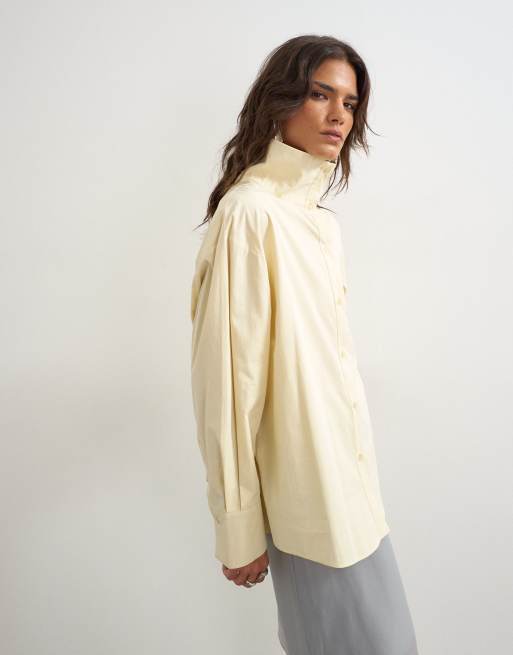 Topshop skjorta med ståkrage i smörgul, 2 av 4