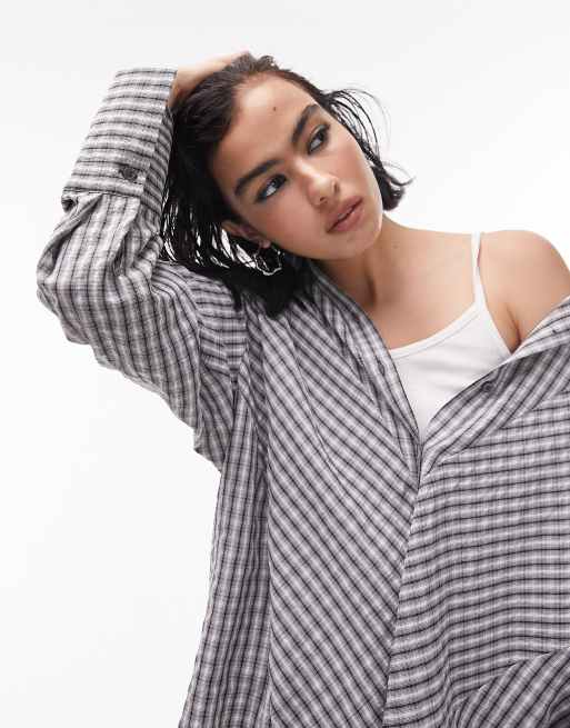Topshop - Skjorte med sorte/hvide tern