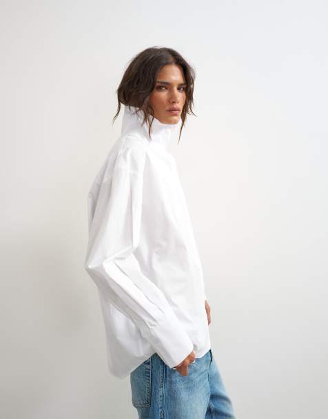Topshop skjorte med ståkrave i hvid - view 1