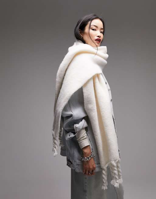 Topshop - Sky - Blødt tørklæde i cremehvid