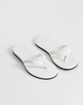 Topshop Sky real leather toe thong sandal in white
