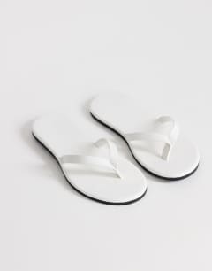 Sky real leather toe thong sandal in white