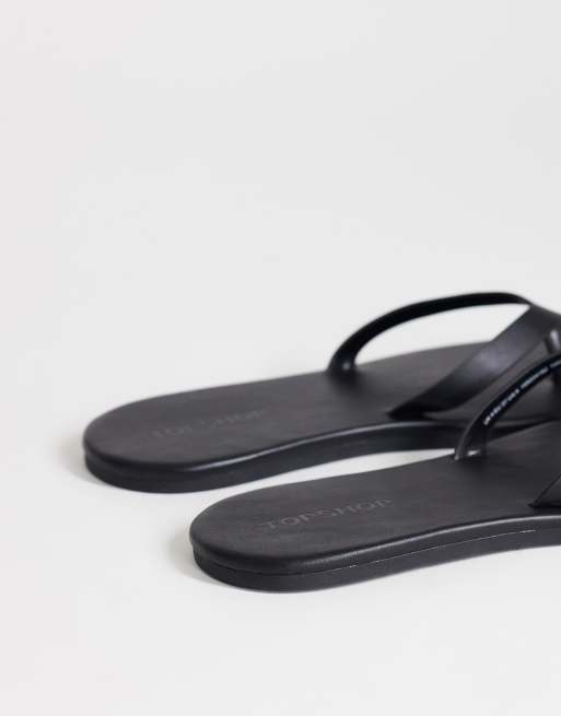 Topshop Sky real leather toe thong sandals in black, 4 of 4