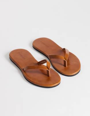 Topshop Sky Real Leather Toe Thong Sandals In Yellow