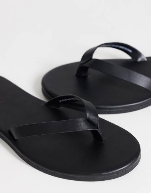 Topshop - Sky - Sandali infradito neri in vera pelle, 3 di 4