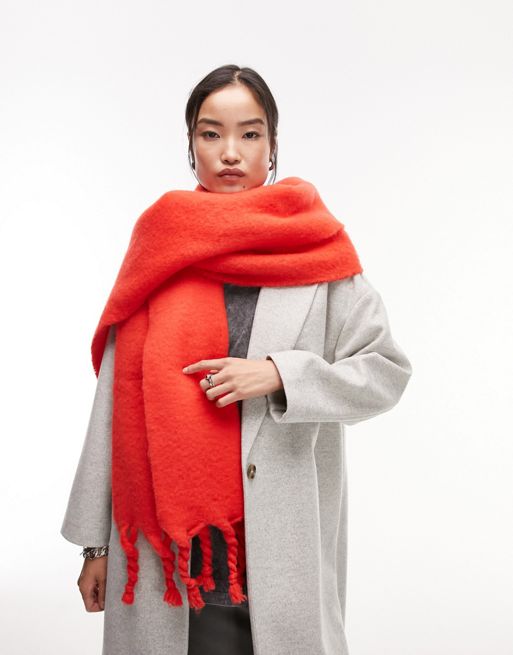 Topshop Sky soft scarf in red | ASOS