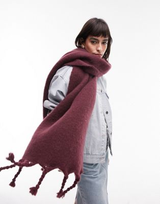Topshop Sky soft scarf in wine red